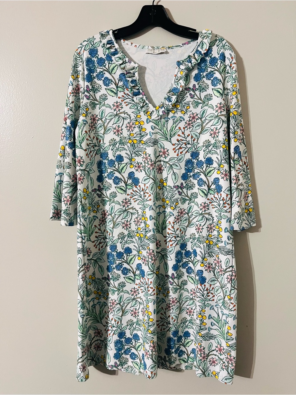 Smith & Quinn Puff Dress Botanical Garden & Berry Pattern Print Minidress Sz M
